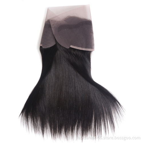 Hair Line Free Part Raw Virgin Brazilian Straight Swiss Lace Frontal with Baby Hair Ear to Ear closure size 13*4